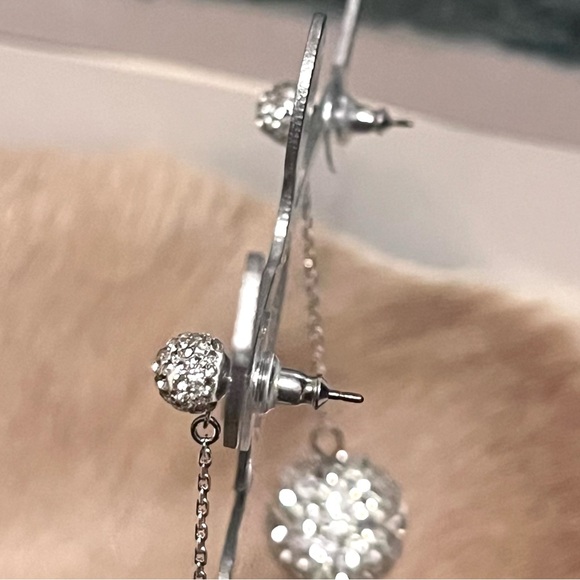 🏷️ kate spade ♠️• razzle dazzle linear dangling silver rhinestone earrings - Picture 14 of 16